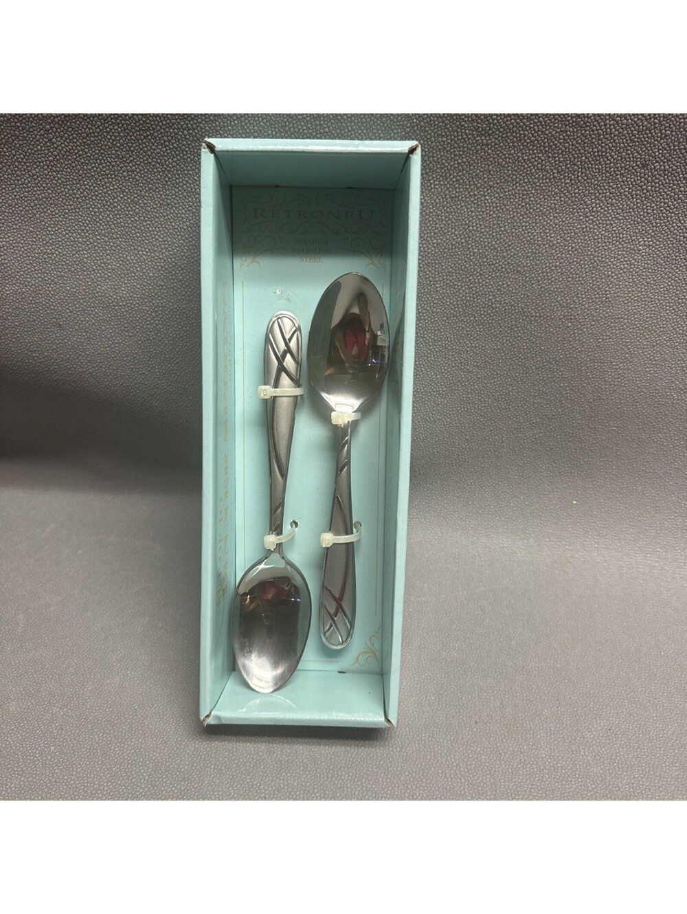 RetroneU Stainless Flatware Hoopla Frost Dinner Spoons Set Of 10 New